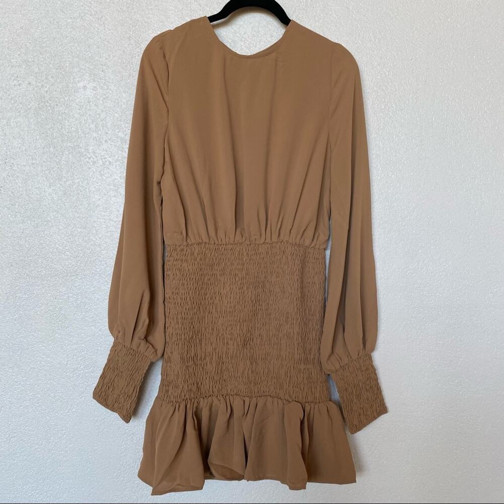 Winter Muse Jasmine Smocked Dress Tan Size Medium
